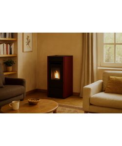 Punto Fuoco Stufa a Pellet Elsa 9,5 kW - Rossa - 43,4x46,6x91,9 cm