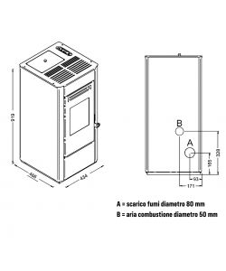 Punto Fuoco Stufa a Pellet Elsa 9,5 kW - Rossa - 43,4x46,6x91,9 cm