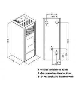 Punto Fuoco Stufa a Pellet Canalizzata Agata - 15,4kW - Rossa