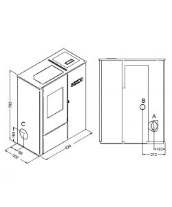 Punto Fuoco Stufa a Pellet Slim Carmen - Nero - 8 kW - 624x302x795 mm