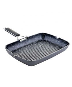 Bistecchiera Antiaderente Grandi Cotture con Manico Pieghevole 36x26cm