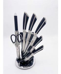 Blumenthal Bavaria Ceppo Coltelli 8 Pezzi Nero con Forbici e Acciaino