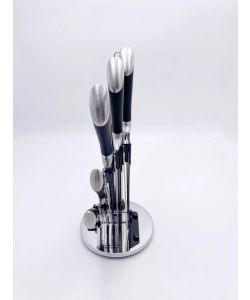Blumenthal Bavaria Ceppo Coltelli 8 Pezzi Nero con Forbici e Acciaino