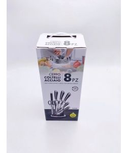 Blumenthal Bavaria Ceppo Coltelli 8 Pezzi Nero con Forbici e Acciaino