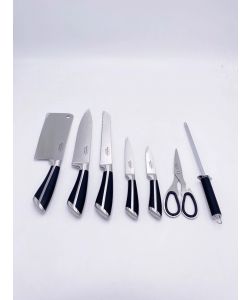 Blumenthal Bavaria Ceppo Coltelli 8 Pezzi Nero con Forbici e Acciaino