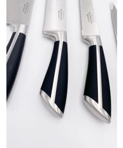 Blumenthal Bavaria Ceppo Coltelli 8 Pezzi Nero con Forbici e Acciaino