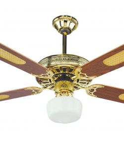 Ventilatore Soffitto 4 Pale Marrone 128cm 65W con Luce e Telecomando