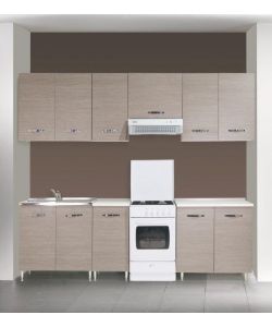 Sottolavello 120 cm Larice Grigio con Doppia Vasca e Sgocciolatoio