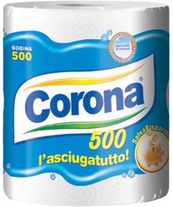 Corona - Asciugatutto 500 Strappi - Rotolone Pura Ovatta Cellulosa