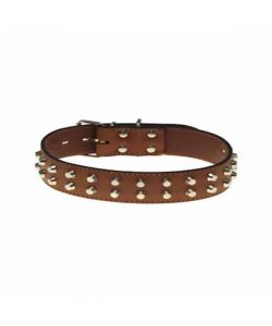 Collare Cani Cuoio Borchie Doppie Mm 40 Cm 70