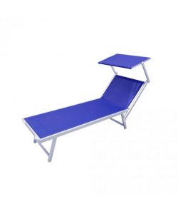 Lettino Mare in Alluminio Blu - 185x61 cm - Con Tetto Parasole