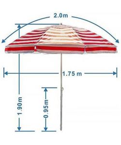Vette Ombrellone Spiaggia - Bianco/Verde - 200 cm