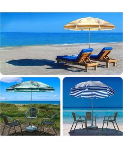 Vette Ombrellone Spiaggia - Bianco/Verde - 200 cm