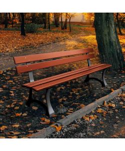 Panchina da Giardino in Ghisa e Legno Vette - Bronzo/Teak Scuro - 150 cm