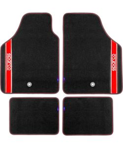 Set completo 03763 tappetini moquette auto rosso universali quattro pezzi