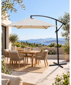 Domo Mea Ombrellone da Giardino Ecrù con Braccio Laterale - 3 x 2 m