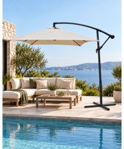 Domo Mea Ombrellone da Giardino Ecrù con Braccio Laterale - 3 x 2 m