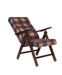 Poltrona Roma Reclinabile in Legno e Tessuto - Scacchi Blu, Verde o Bordeaux