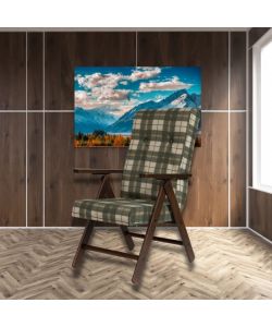 Poltrona Roma Reclinabile in Legno e Tessuto - Scacchi Blu, Verde o Bordeaux