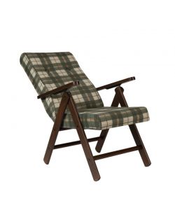Poltrona Roma Reclinabile in Legno e Tessuto - Scacchi Blu, Verde o Bordeaux