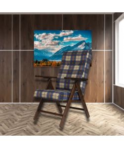 Poltrona Roma Reclinabile in Legno e Tessuto - Scacchi Blu, Verde o Bordeaux