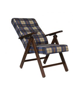 Poltrona Roma Reclinabile in Legno e Tessuto - Scacchi Blu, Verde o Bordeaux