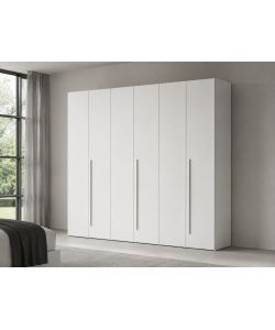 Mcs Mobili Armadio Easy 6 Ante Bianco Frassinato - 244x53x244 cm
