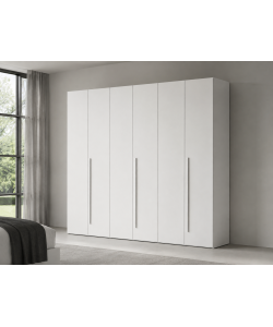 Mcs Mobili Armadio Easy 6 Ante Bianco Frassinato - 244x53x244 cm