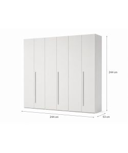 Mcs Mobili Armadio Easy 6 Ante Bianco Frassinato - 244x53x244 cm