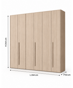 Mcs Mobili Armadio Easy 6 Ante in Olmo - Spazioso e Armonioso 244x53x244 cm