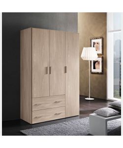 Mcs Mobili Armadio 3 Ante e Doppio Cassetto Bianco - 123x53x185 cm