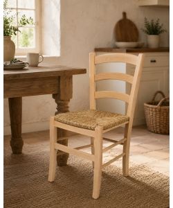 Sedia Paesana in Legno Naturale - Dimensioni 40x35 h87 cm