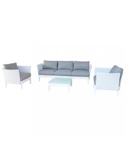 Cosma Salotto da Giardino 3 Posti Bianco in Alluminio Moderno