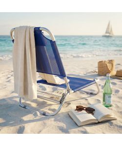 Spiaggina Regolabile in Alluminio Blu - 56x47x20/72 cm