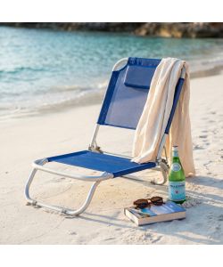 Spiaggina Regolabile in Alluminio Blu - 56x47x20/72 cm