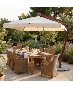 Cosma Ombrellone Quadrato 3x3 Beige con Palo Laterale Rotante 360°