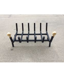 Pegoraro Brucialegna Nero per Camino - Ferro Battuto 45x30 cm con Pomoli Ottone