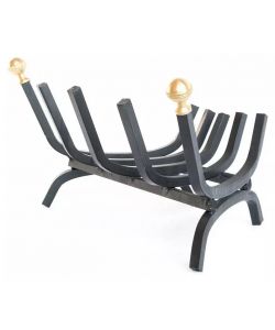 Pegoraro Brucialegna Nero per Camino - Ferro Battuto 45x30 cm con Pomoli Ottone