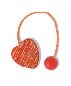 Calamita Cuore Legno Arancio (Con Corda)