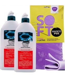 Pulitore Piastre Spartifiamma 500 ml Set 2 Flaconi e Panno