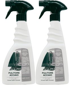 Aquam Pulitore Acciaio Spray 500ml con Film Protettivo Anti-Graffio
