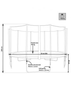 Cosma Trampolino Elastico Blu diam. 366 cm con Rete - Portata 160 kg
