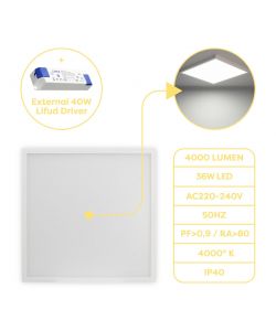 Pannello LED 60x60 cm 40W 4600lm 4000K Luce Bianca Naturale