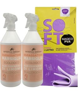 Sgrassatore Ecologico di Marsiglia Limone 750 ml + Panno Lattice