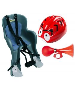 Set Bici Bambini con Seggiolino Anteriore Casco Rosso XS