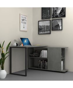 Scrivania con libreria Oslo cemento 120x60 cm.