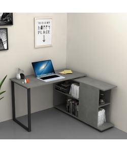 Scrivania con libreria Oslo cemento 120x60 cm.