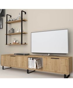 Parete attrezzata Zenon 180 cm. porta tv e libreria rovere