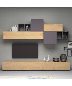 Parete attrezzata Tromen 260 cm. rovere grigio