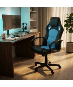 Cosma Poltrona da Gaming Uncharted Blu e Nera con Braccioli 61x65 cm